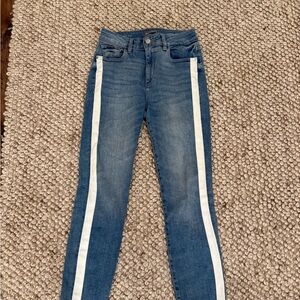 Women's Blue Jeans with White Stripe